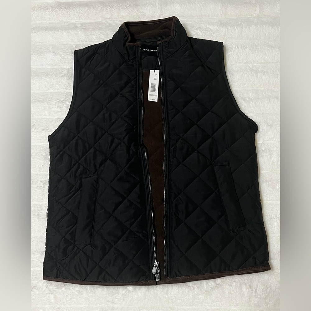 Tahari Black Men’s Quilted Vest Size S